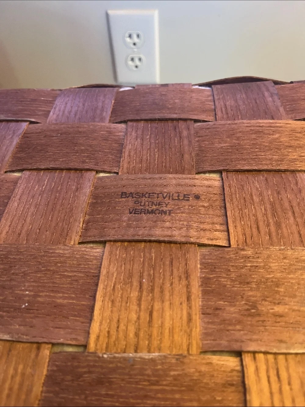 Vintage Basketville Large  Woven Wood Picnic Basket Home Decor